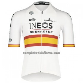 Completo Maglia + Pantaloncino con bretelle 2022 INEOS Grenadiers Campione Spagnolo Manica Corta Bianco